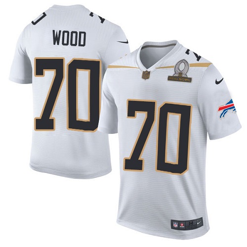 Men's Elite Eric Wood Nike Jersey White - #70 Team Rice 2016 Pro Bowl NFL Buffalo Bills